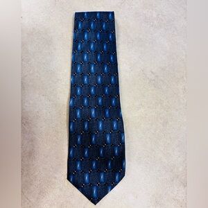 Vintage Mondo Seta Blue Geometric Mens Silk Tie Made in USA 90’s retro